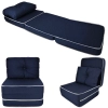 Sofa Puff Cama Colcho de Solteiro Dobrvel Porttil Azul