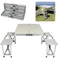 Mesa Dobrvel Maleta Deluxe com Banquetas Camping Alumnio Kala