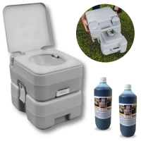 Kit Vaso Sanitrio Porttil 20 Litros Camping Porta Potti Kala + 2 Bac Bus 1 Litro Cada