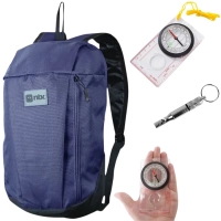 Kit Bolsa para Caminhada Ntk Azul Ioio + Apito de Emergncia Sobrevivncia + Bssola Trilha