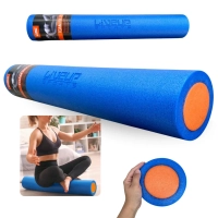 Rolo para Exerccios Alongamento e Equilbrio 90cm Pilates Yoga Liveup Sports Fisioterapia Azul e Laranja