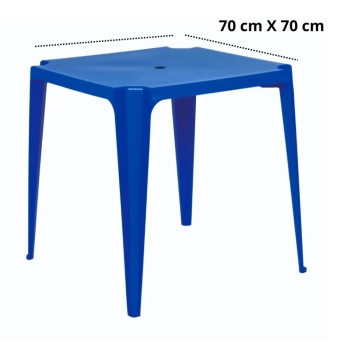 Mesa Plstica Quadrada Azul Mor 70 Cm X 70 Cm X 70,5 Cm