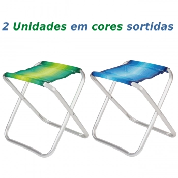 Kit Praia Guarda Sol 1,60m + 2 Banquetas Banco Dobravel