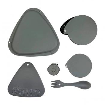 Kit Utenslios de Cozinha Compacto 6 em 1 Camping com Prato Garfo Copo Solos Azteq