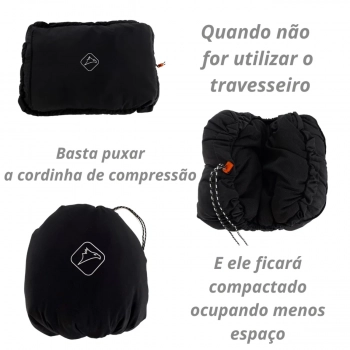 Travesseiro Almofada Preto Ou Cinza Viagem Camping Porttil Compacto Trip