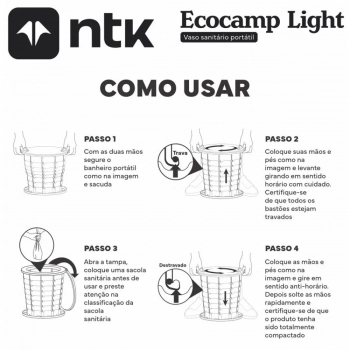 Kit Camping Barraca 2 Pessoas Iglu Mor + Vaso Sanitrio Porttil Ecocamp Light 15 L