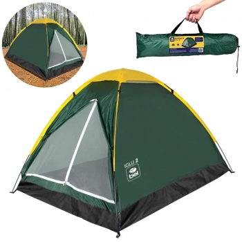 Kit Barraca Camping 2 Pessoas Verde Coluna D'agua 300mm + Colcho Casal Deluxe