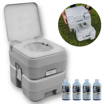 Kit Vaso Sanitrio Kala Porttil 20 Litros Porta Potti + 4 Eco Bac Bus Ntk 250ml Camping