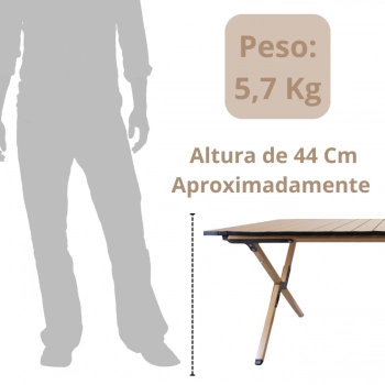 Mesa Dobrvel Ntk Frade 120 Cm X 60 Cm Porttil em Ao para Camping e Pesca