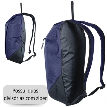 Kit Bolsa para Caminhada Azul Ioio Ntk + Cantil de Alumnio Nautika 900 Ml Preto para Camping