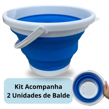 Kit 2 Baldes Dobrveis Retrteis 10 Litros com Ala / Flexvel Verstil e Compacto Azul e Branco Kala