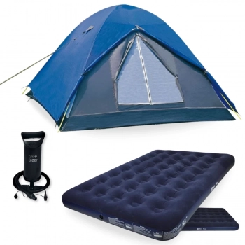 Barraca Camping 2/3 Pessoas Fox 1800mm + Colcho Casal 300kg Star Ntk + Bomba de Inflar Manual Camping