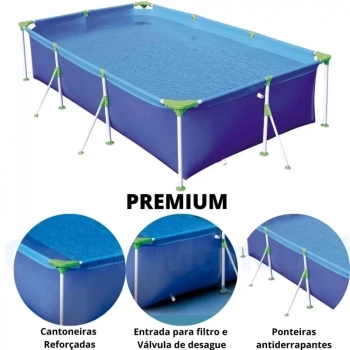 Piscina Mor Retangular Ferro Estruturada Premium 3700 Litros