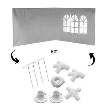 Conjunto 2 Paredes + Kit Conectores para Gazebo Tenda 3x3 Metros