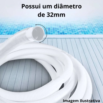 Mangueira Flutuante para Piscina 32mm Branca 10m 1.1/4 Polegadas com Abraadeiras