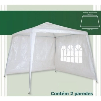 Kit Tenda Gazebo de Encaixe Branca 2,40 M X 3 M + 2 Paredes Mor