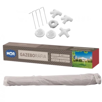 Kit Tenda Gazebo de Encaixe Branca 2,40 M X 3 M + 2 Paredes Mor